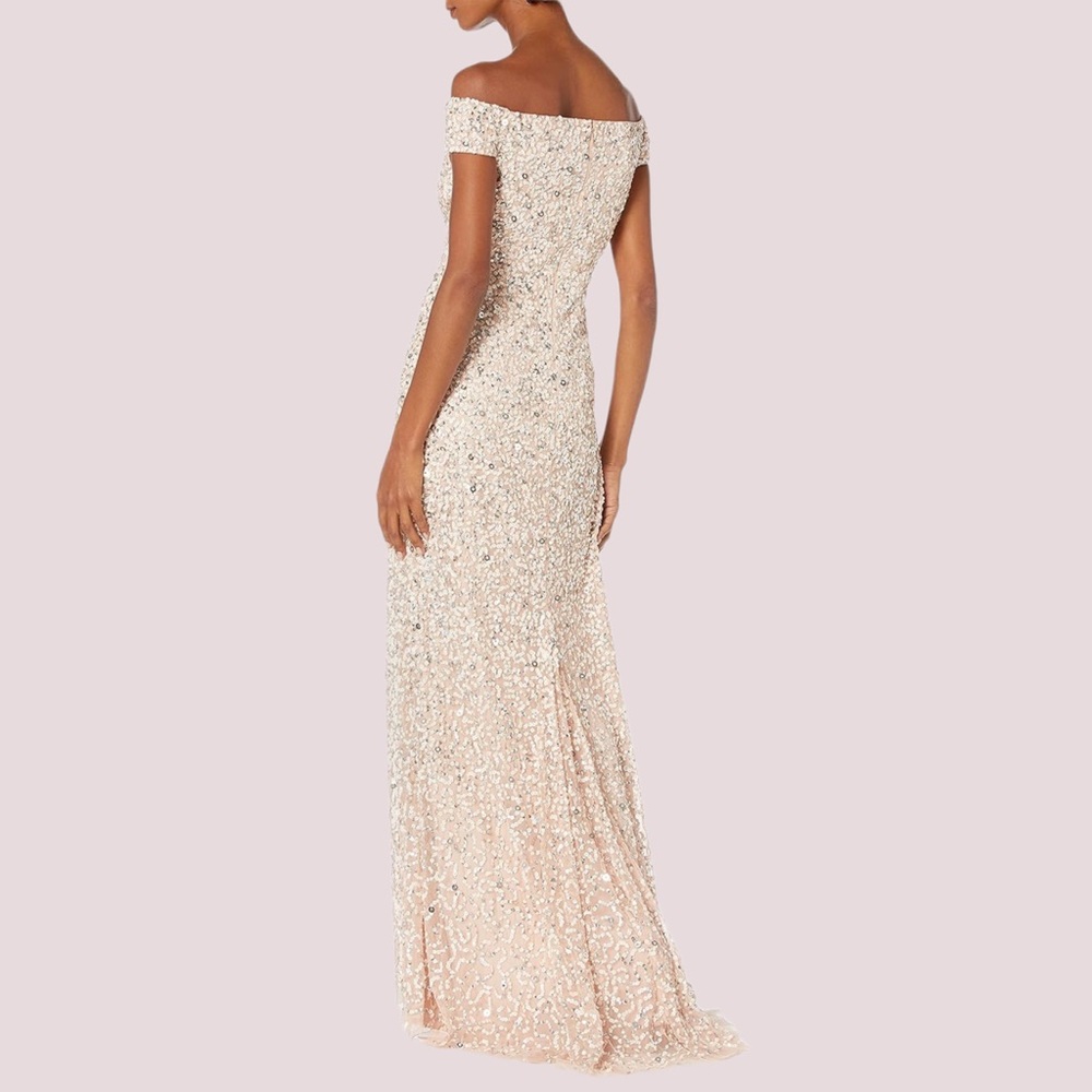 NWT Adrianna Papell Off The Shoulder Sequin Beaded Gown - 6 - Picture 2 of 6
